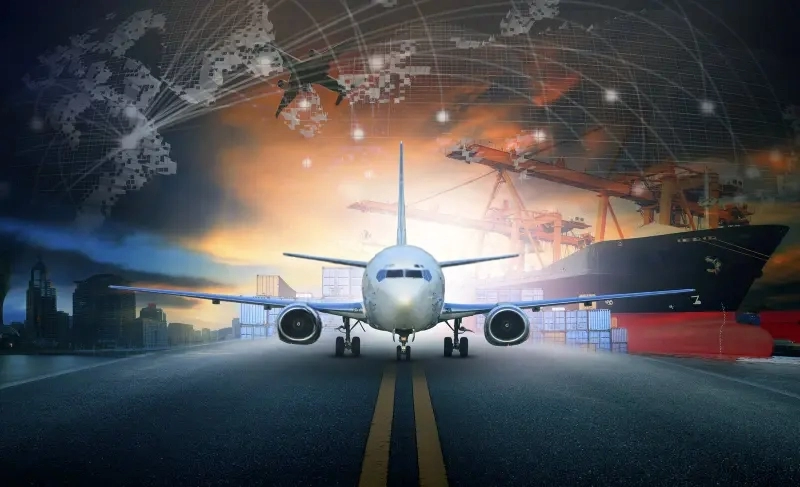 airplane and containers