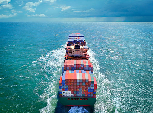 Port and loaded cargo ship